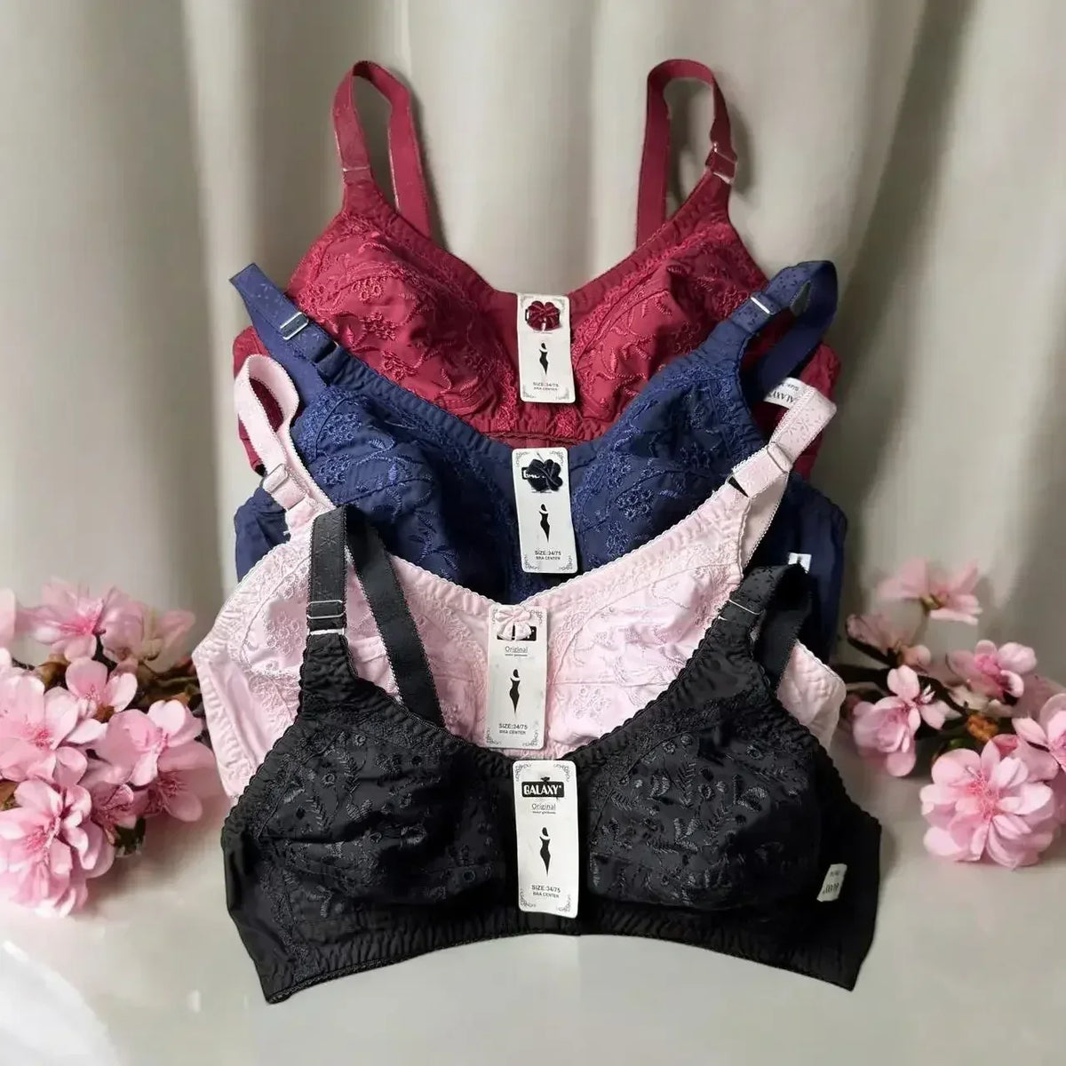 Velvex Premium Floral Lace Bra – Pack of 4 | Comfortable Everyday Fit